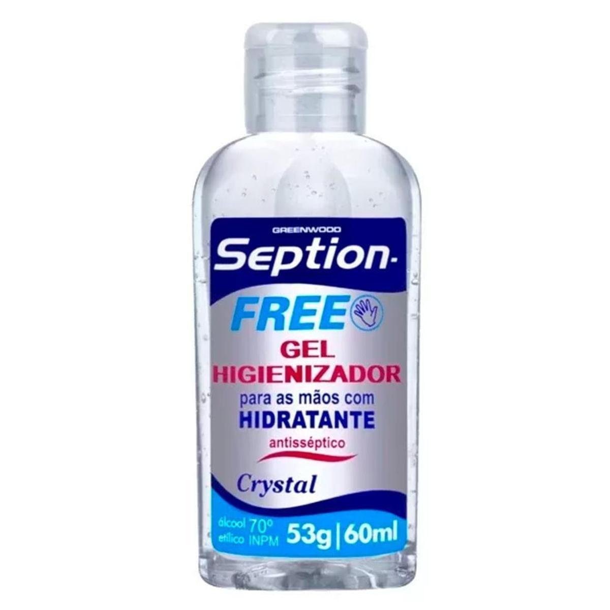 Gel Higienizador Para Mãos Seption Free Crystal 60Ml - Incolor Menor preço em Gel Higienizador Para Mãos Seption Free Crystal 60Ml - Incolor