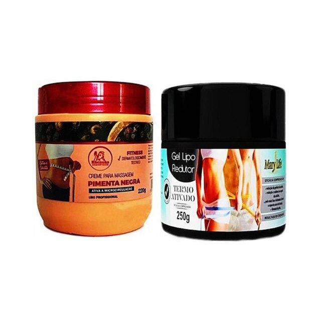 Gel Lipo Redutor + Creme P/ Celulite Estrias Pimenta Negra - Mentol
