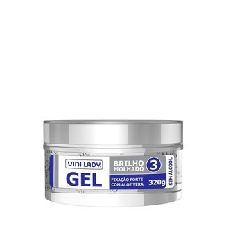 Gel para Cabelo Brilho Molhado Fixação Forte Nº 3 320g Vini Lady