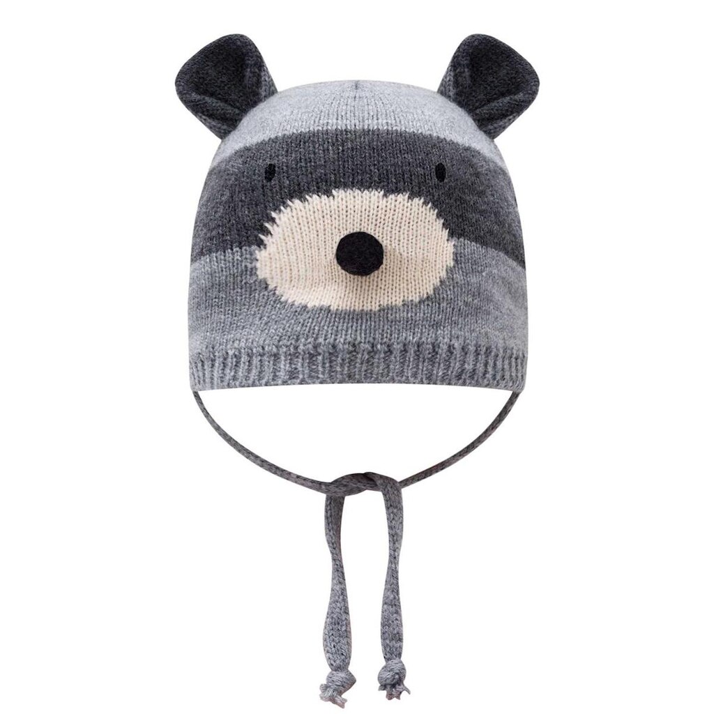 Gorro Bebê em Tricot  Ursinho Cinza Com Orelinhas Luc.boo