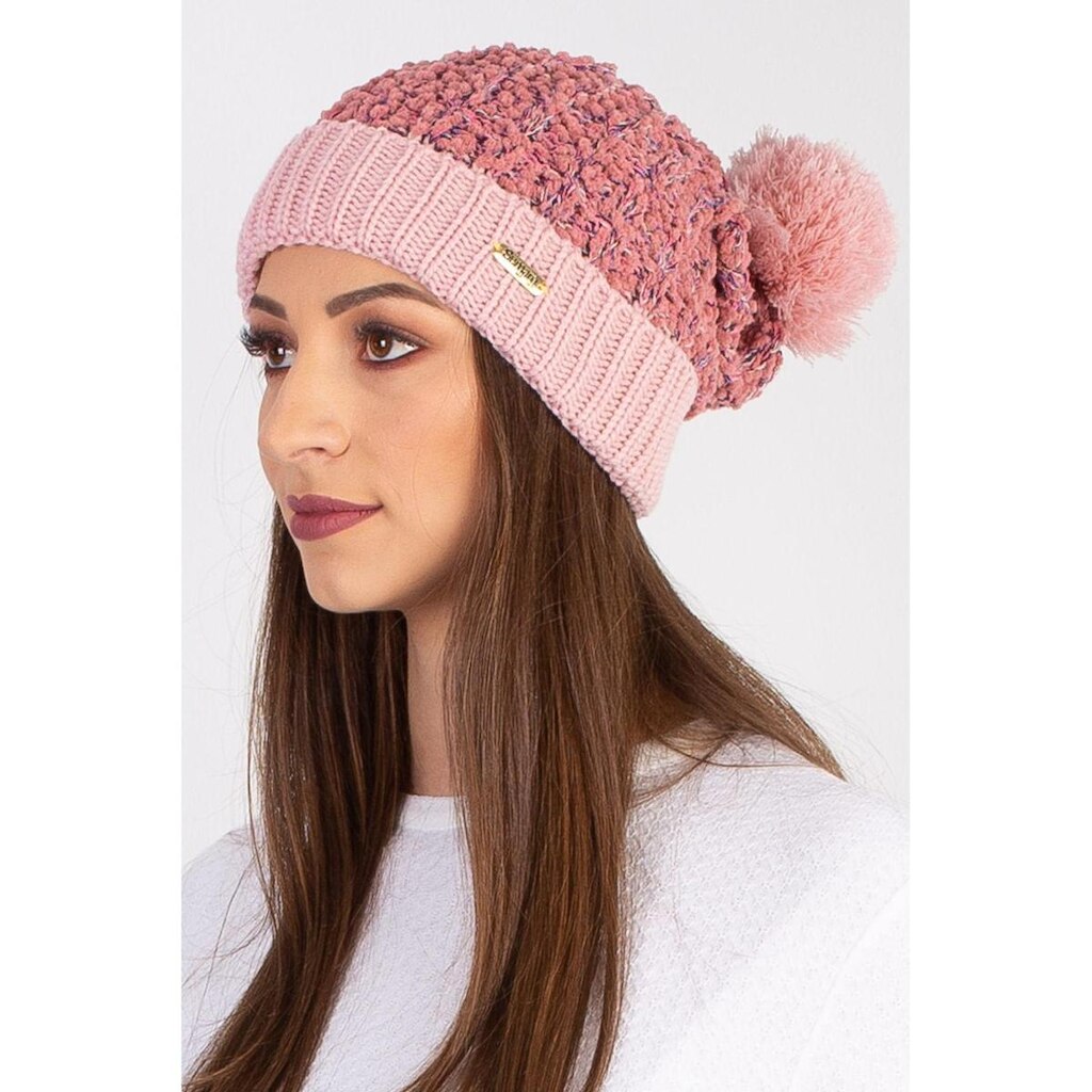 Gorro feminino de malha com pompom 60020 - Preto