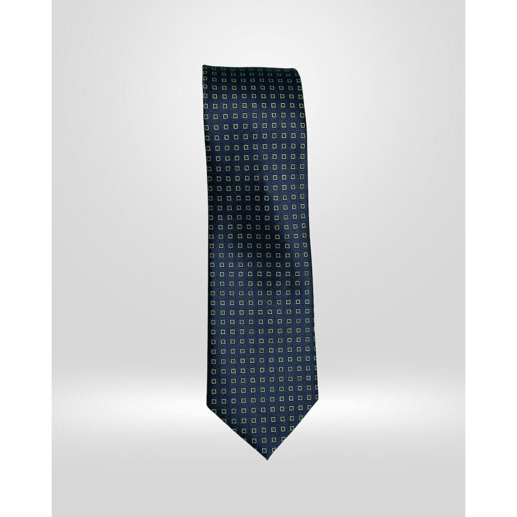 Gravata Slim Estampa Square Navy And Green