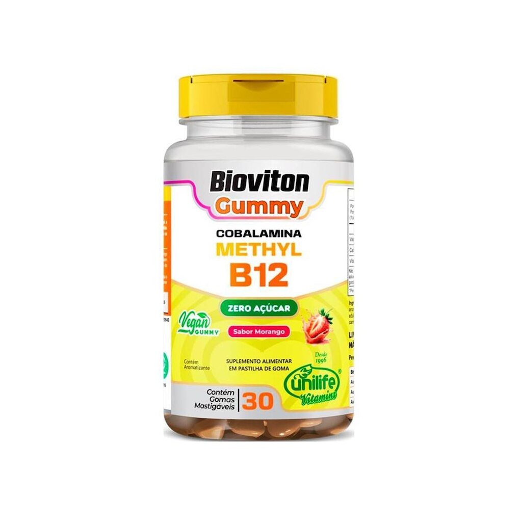 Gummy Bioviton Vitamina Methyl B12 Morango 30 Gomas - Unilife