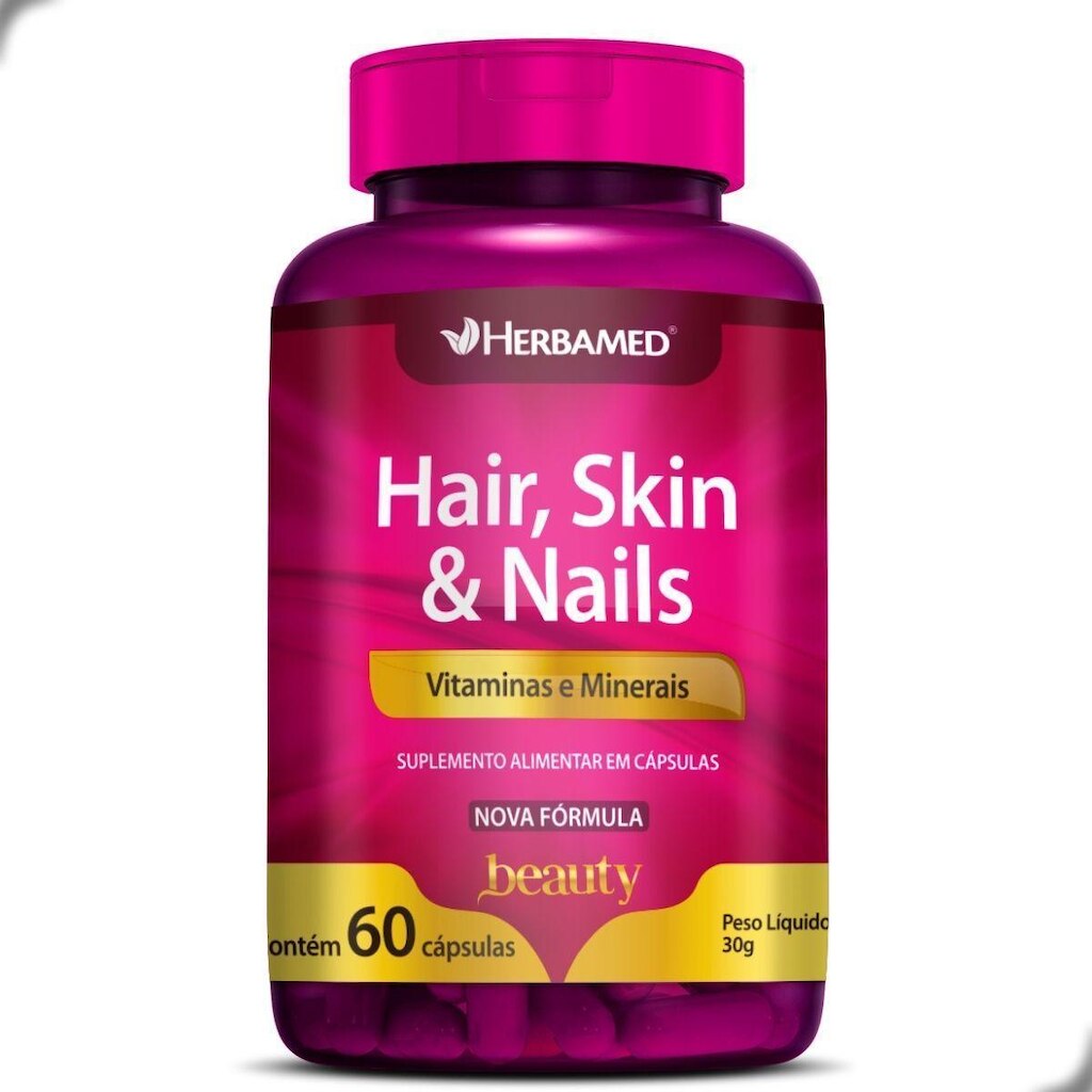 Hair Skin Nails Vitaminas e Minerais Beauty 60 Capsulas Herbamed