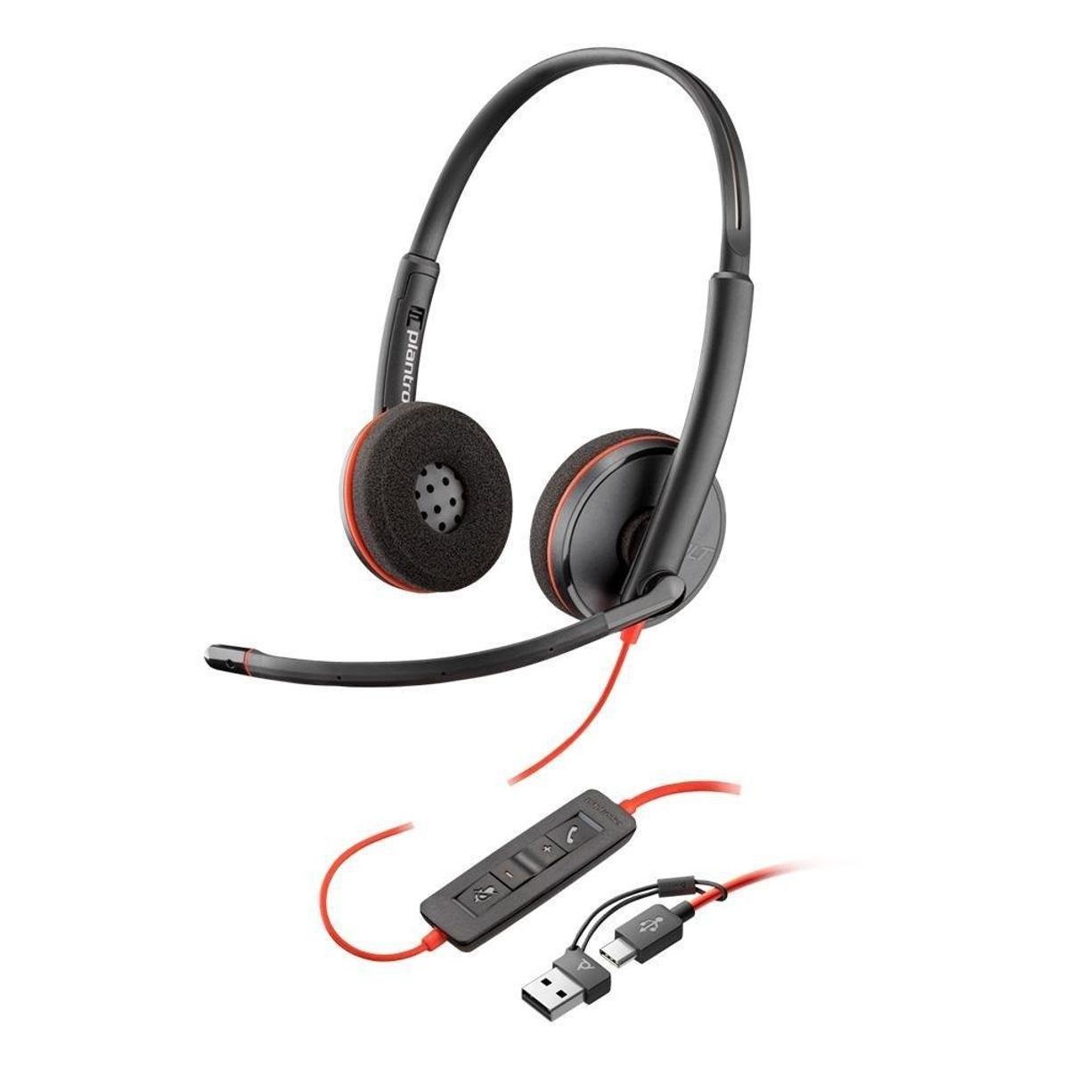 Headset Poly Blackwire 3220 Stereo, USB-C, com Adaptador para USB-A, Preto - 8X228AA Menor preço em Headset Poly Blackwire 3220 Stereo, USB-C, com Adaptador para USB-A, Preto - 8X228AA