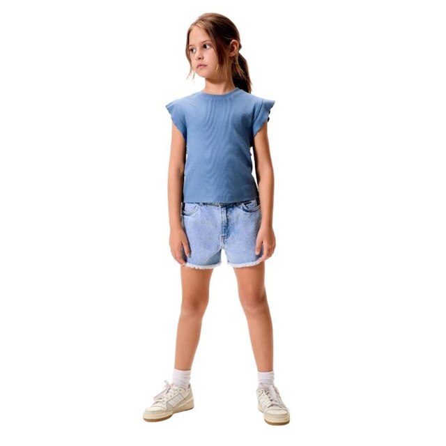 Hering Blusa em Ribana Manga Curta Azul