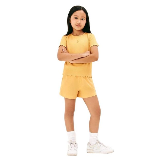 Hering Kids Blusa Manga Curta Ribana Amarelo
