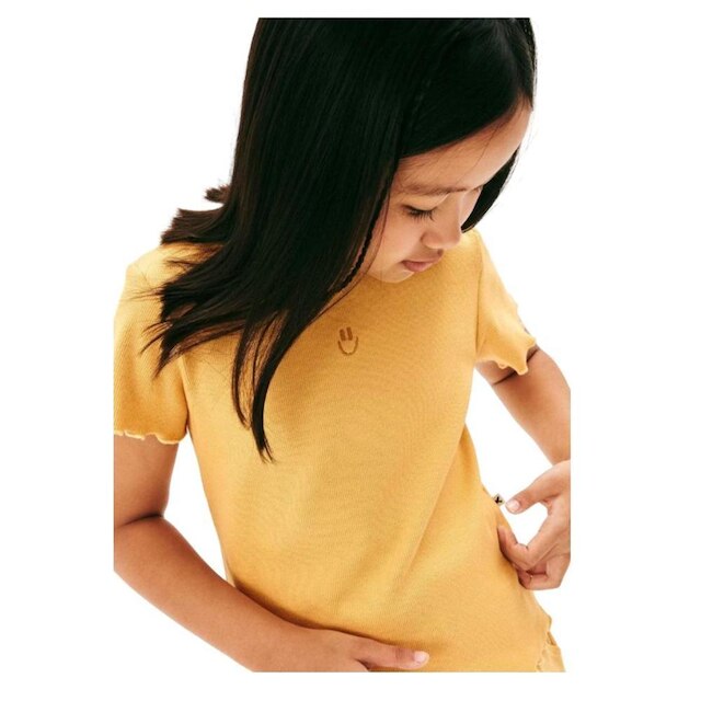 Hering Kids Blusa Manga Curta Ribana Amarelo