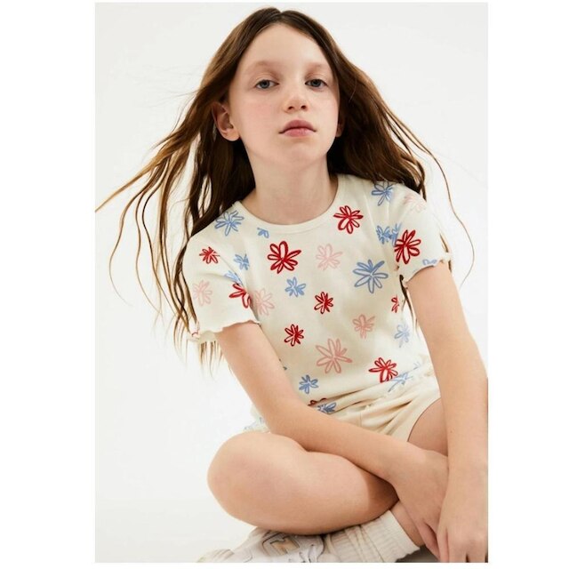 Hering Kids Blusa Manga Curta Ribana Branca