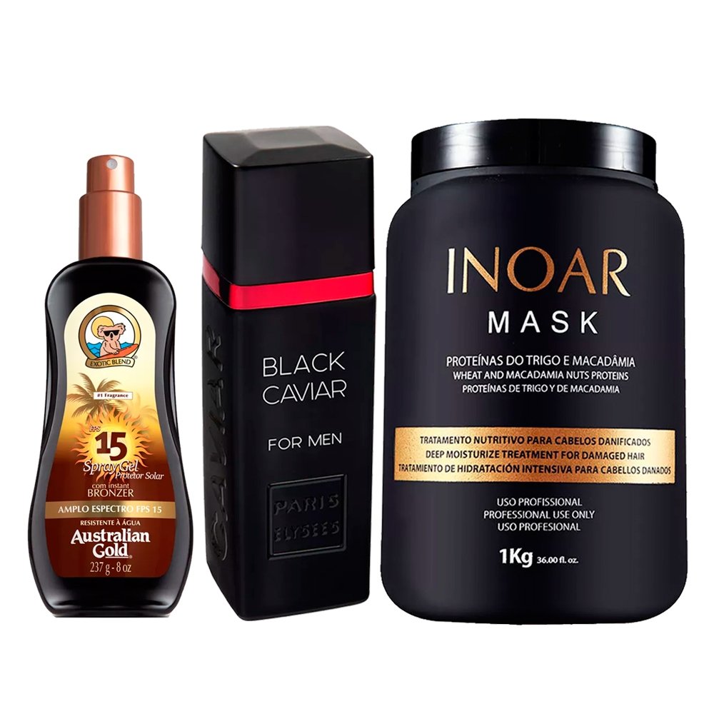 Inoar Mask + Black Caviar + Australia Gold kit Máscara Capilar