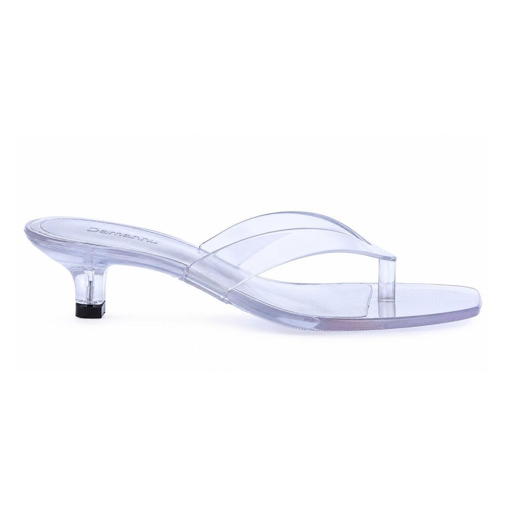 Izabela - Tamanco Flip Flop Jelly Cristal Transparente Salto Fino