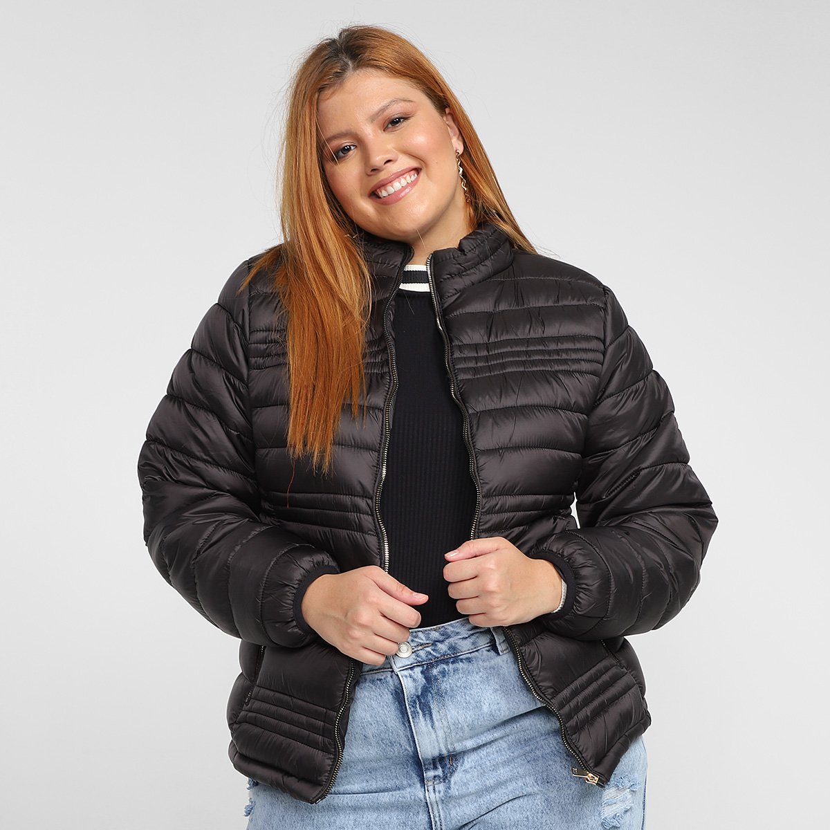 Jaquet Puffer City Lady Nylon Plus Size Feminina - Preto Menor preço em Jaquet Puffer City Lady Nylon Plus Size Feminina - Preto