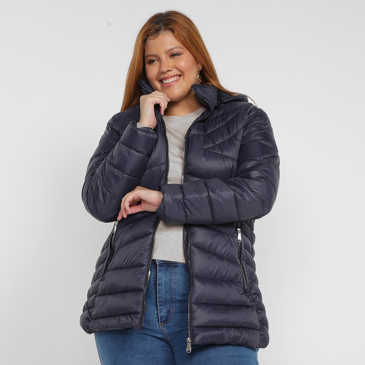 Jaquet Puffer City Lady Plus Size Nylon Capuz Feminina - Marinho é boa?