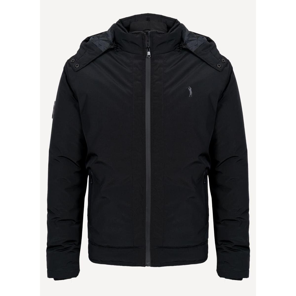 Jaqueta Aleatory Capuz Removível Forro Matelassê Preta - Preto Menor preço em Jaqueta Aleatory Capuz Removível Forro Matelassê Preta - Preto