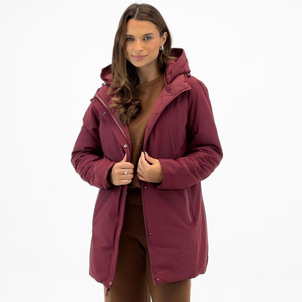 Jaqueta Alpelo Alongada Dupla Face em Nylon com Capuz Feminina
