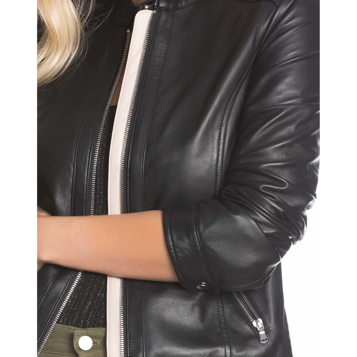jaqueta couro feminina zattini