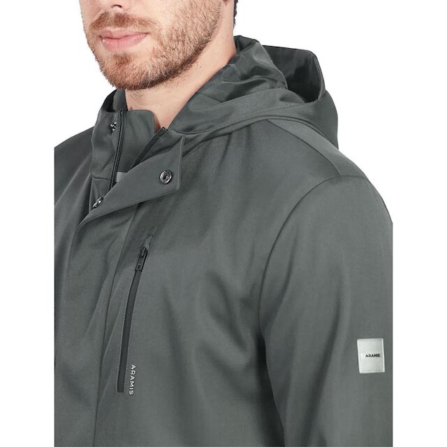 Jaqueta Aramis Masculina Nylon Hoodie Liquid Repeller Cinza Escuro