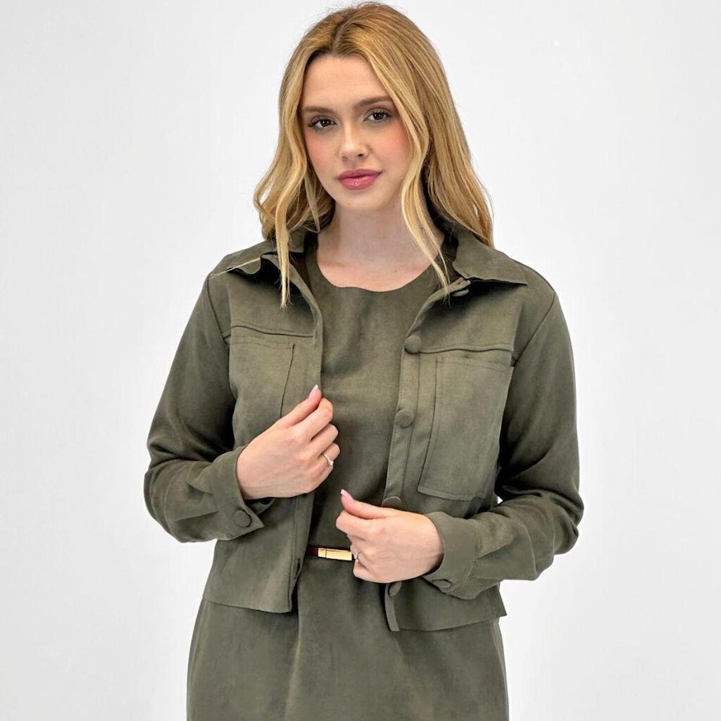 Jaqueta Bana Bana Curta em Suede Feminina