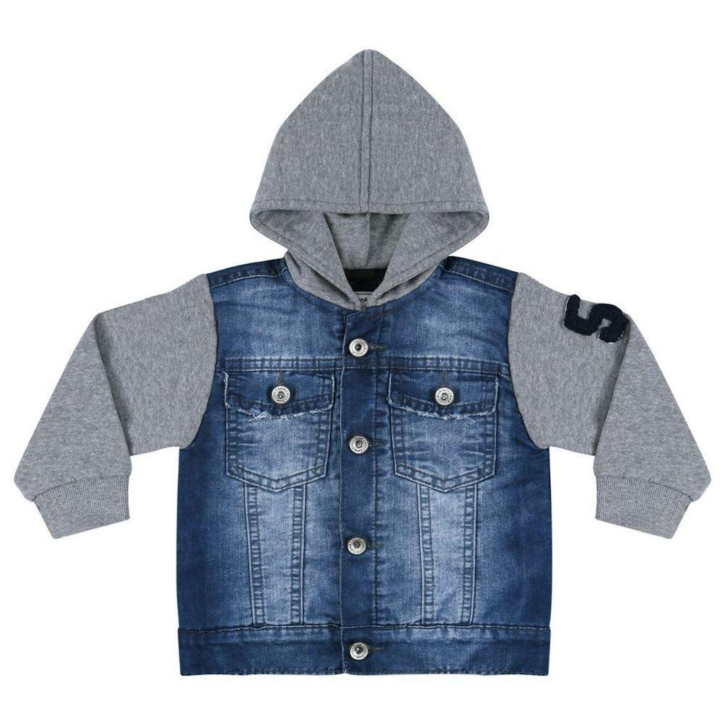 Jaqueta Bebê Look Jeans c/ Moletom Jeans - G - UNICA