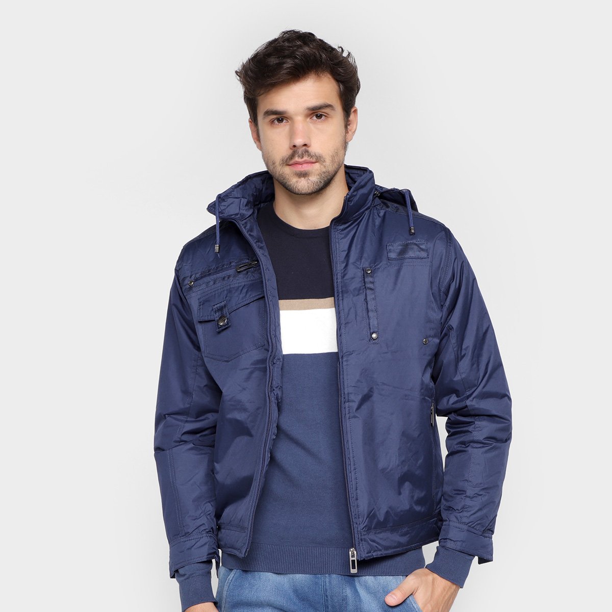 Jaqueta Bilu New Forrada Capuz Masculina - Azul Escuro Menor preço em Jaqueta Bilu New Forrada Capuz Masculina - Azul Escuro