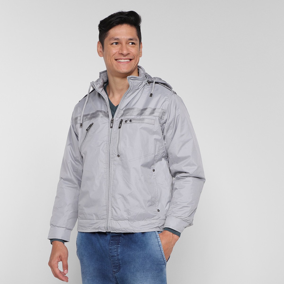 Jaqueta Bilu New Forrada Capuz Masculina - Cinza Claro Menor preço em Jaqueta Bilu New Forrada Capuz Masculina - Cinza Claro