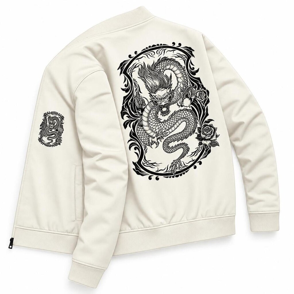 Jaqueta Blusa Casual Lifestyle Dragao Oriental Japao Estiloso Tendencia Estiloso Gola Alta Ziper