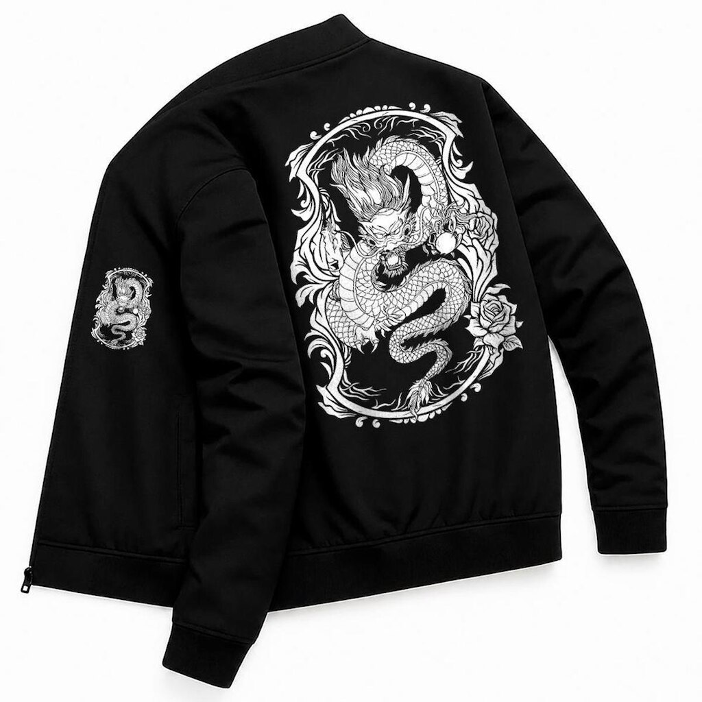 Jaqueta Blusa Casual Lifestyle Dragao Oriental Japao Estiloso Tendencia Estiloso Gola Alta Ziper