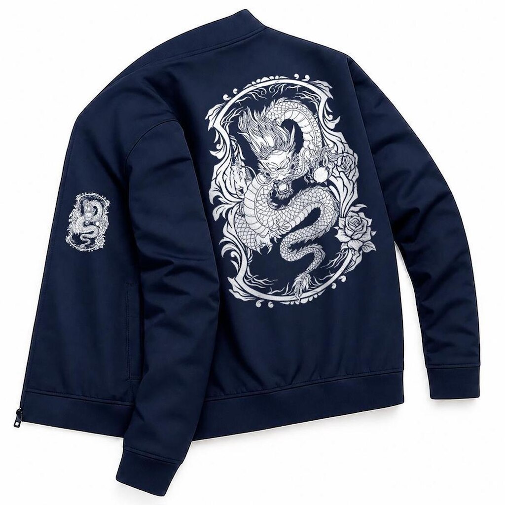 Jaqueta Blusa Casual Lifestyle Dragao Oriental Japao Estiloso Tendencia Estiloso Gola Alta Ziper