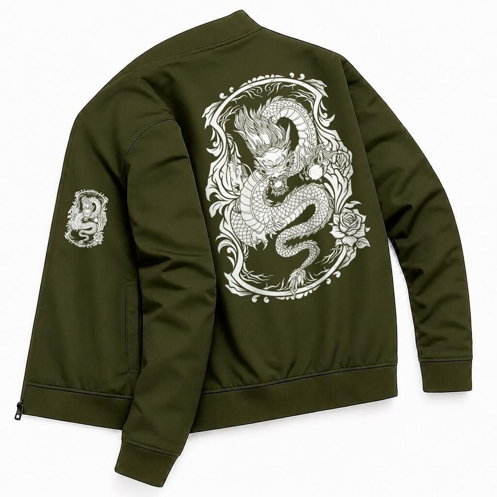 Jaqueta Blusa Casual Lifestyle Dragao Oriental Japao Estiloso Tendencia Estiloso Gola Alta Ziper