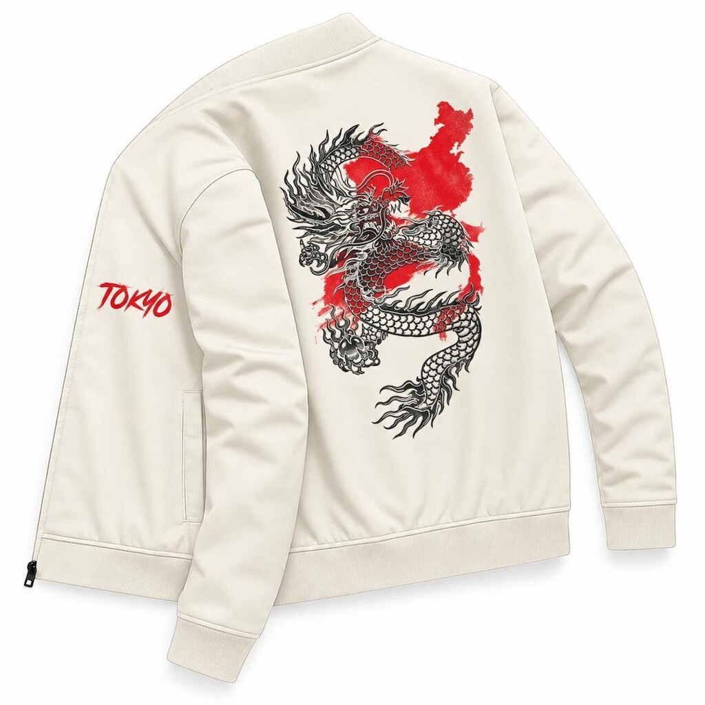 Jaqueta Blusa Casual Masculina Lifestyle Streetwear Dragon Dragao Oriental Tokyo Japan