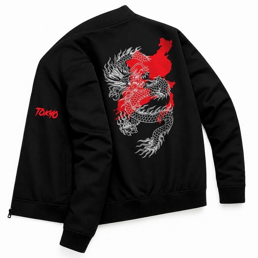 Jaqueta Blusa Casual Masculina Lifestyle Streetwear Dragon Dragao Oriental Tokyo Japan