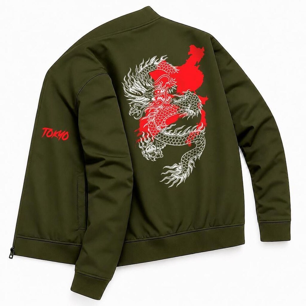 Jaqueta Blusa Casual Masculina Lifestyle Streetwear Dragon Dragao Oriental Tokyo Japan
