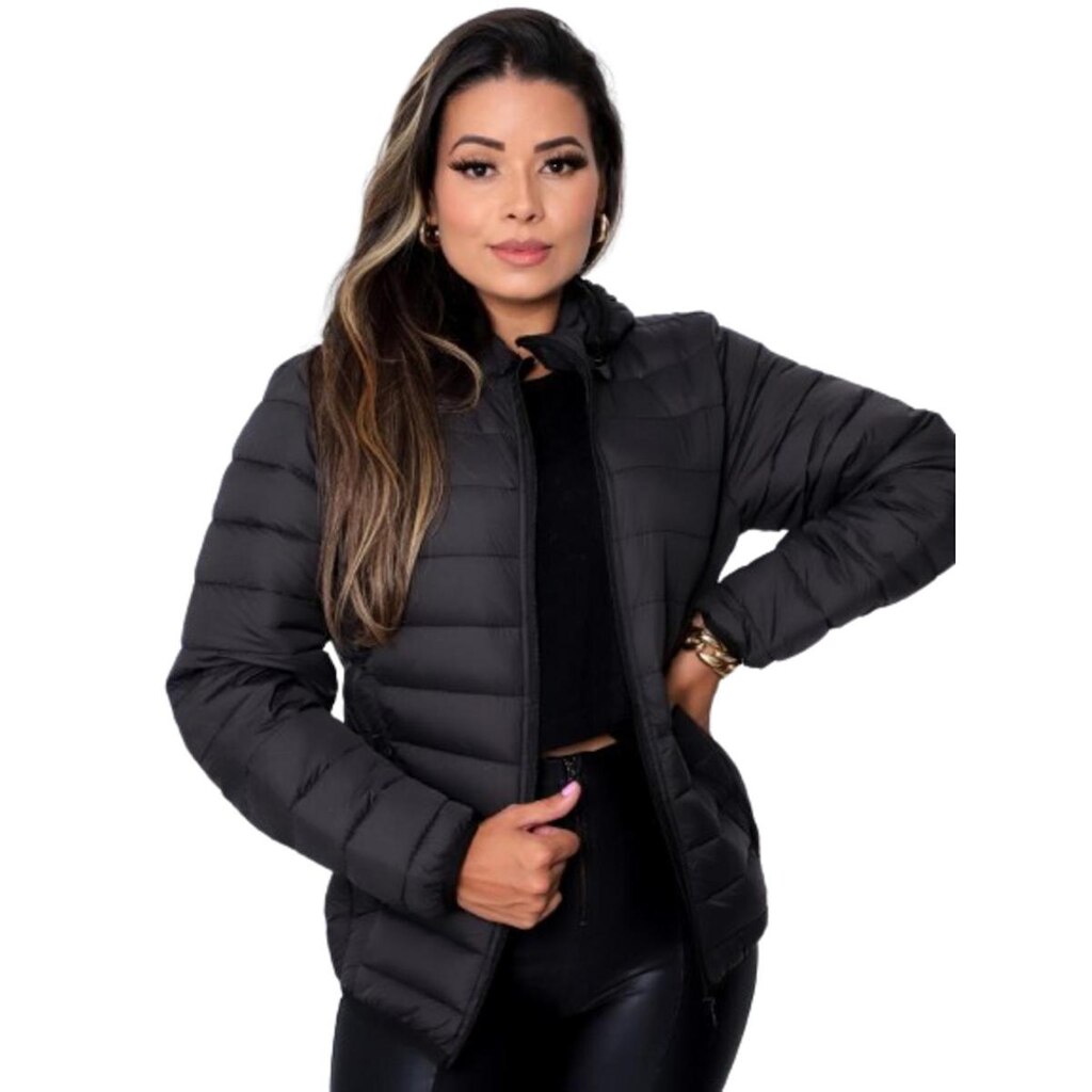 Jaqueta Bobojaco Feminina Capuz Removivel Preta