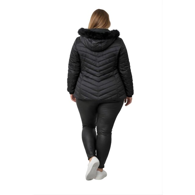 Jaqueta Bobojaco Revestida Feminina C/Capuz Plus Size Preto