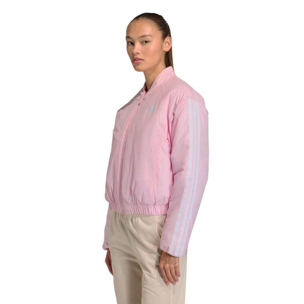 JAQUETA BOMBER ESSENTIALS 3 STRIPES KH4257 - ROSA CLARO/BRANCO G
