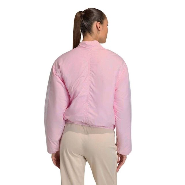 JAQUETA BOMBER ESSENTIALS 3 STRIPES KH4257 - ROSA CLARO/BRANCO G