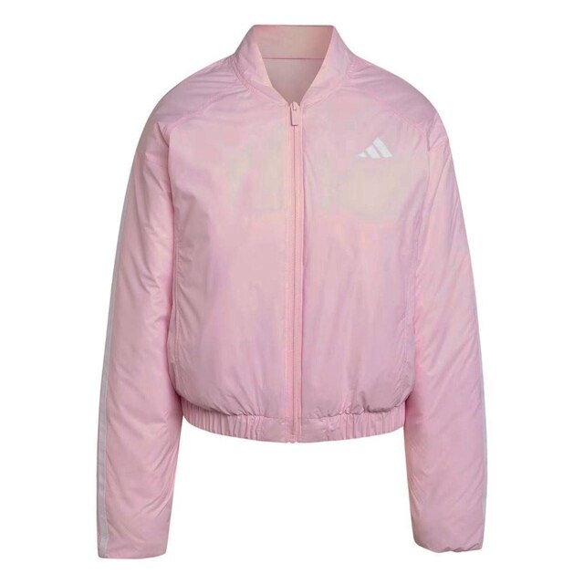 JAQUETA BOMBER ESSENTIALS 3 STRIPES KH4257 - ROSA CLARO/BRANCO G