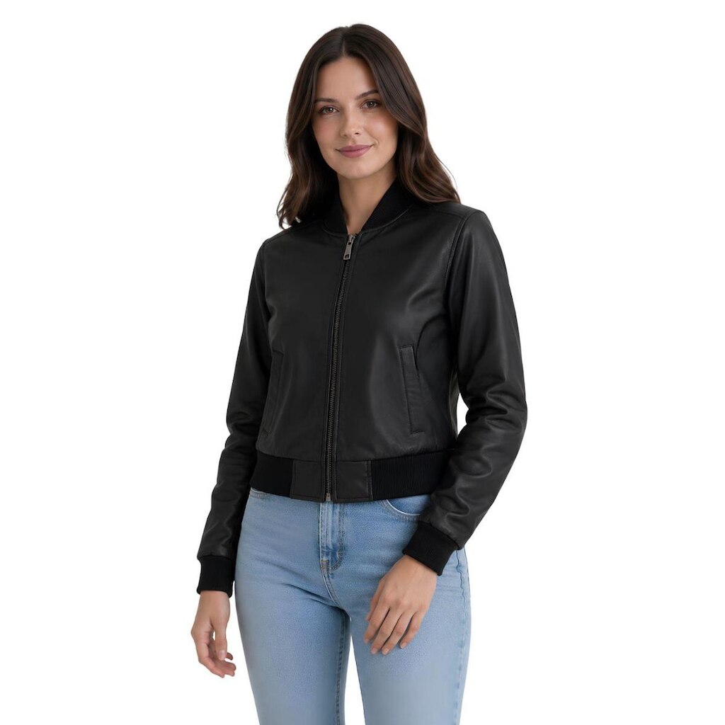 Jaqueta Bomber Feminina Couro Fake