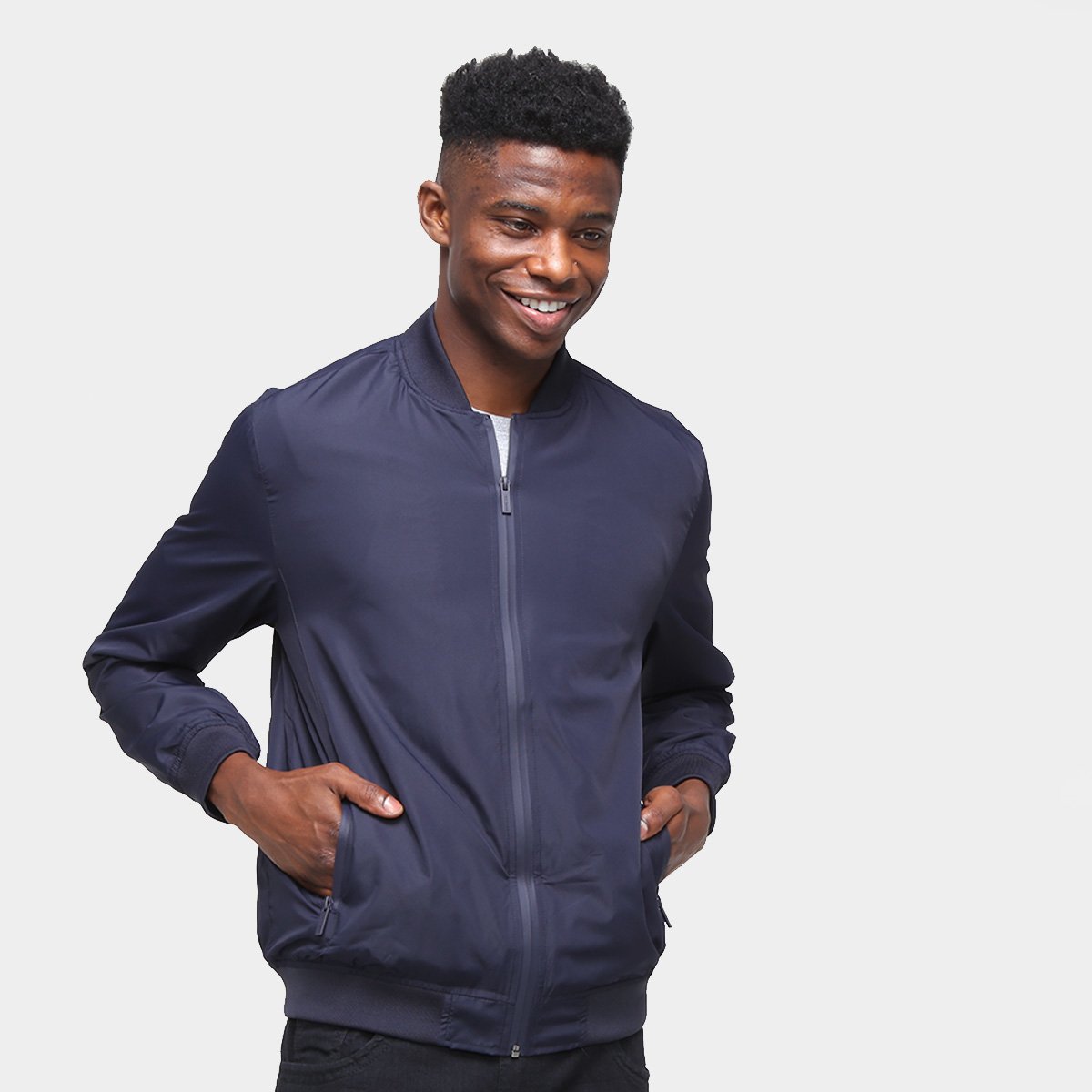 Jaqueta Bomber Hering Lisa Masculina - Azul Escuro é ruim? Jaqueta Bomber Hering Lisa Masculina - Azul Escuro é boa?