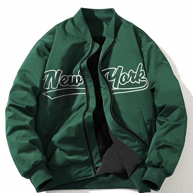 Jaqueta Bomber Masculina NEW YORK com Zíper Verde P