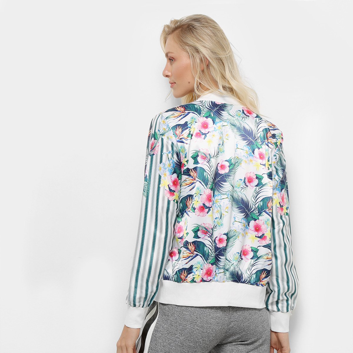 jaqueta bomber adidas floral