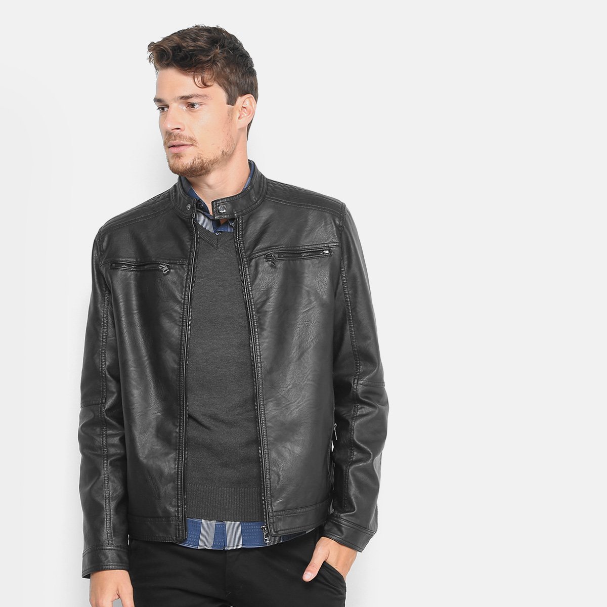 Jaqueta Broken Rules Biker Clássica Masculina - Preto Menor preço em Jaqueta Broken Rules Biker Clássica Masculina - Preto