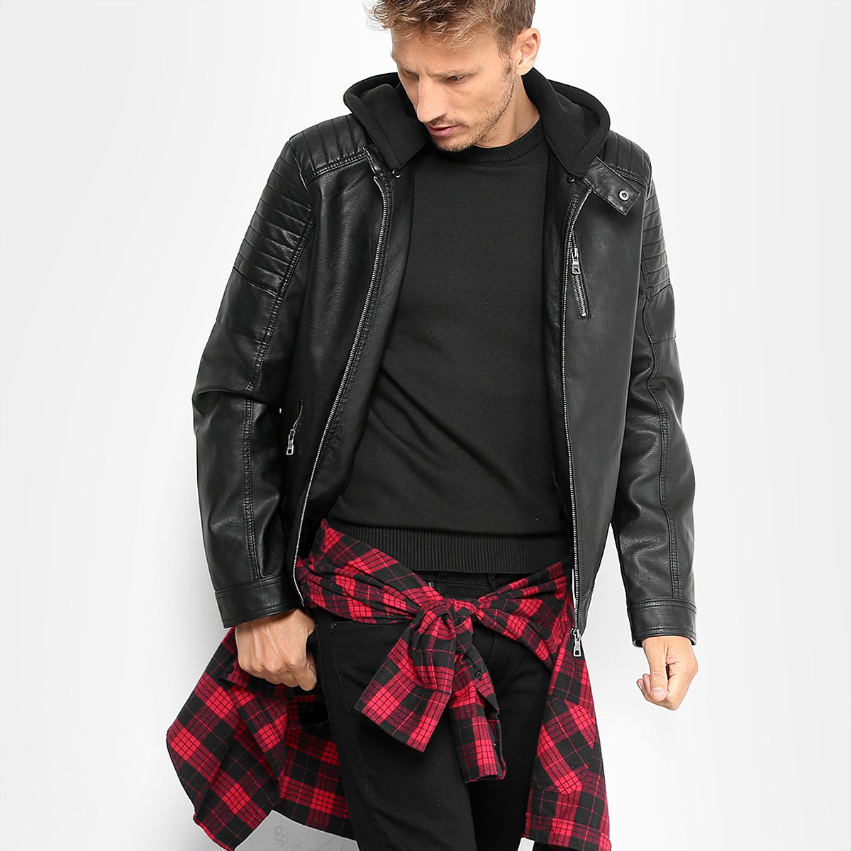 Jaqueta Broken Rules Biker com Capuz Removível Masculina - Preto Menor preço em Jaqueta Broken Rules Biker com Capuz Removível Masculina - Preto