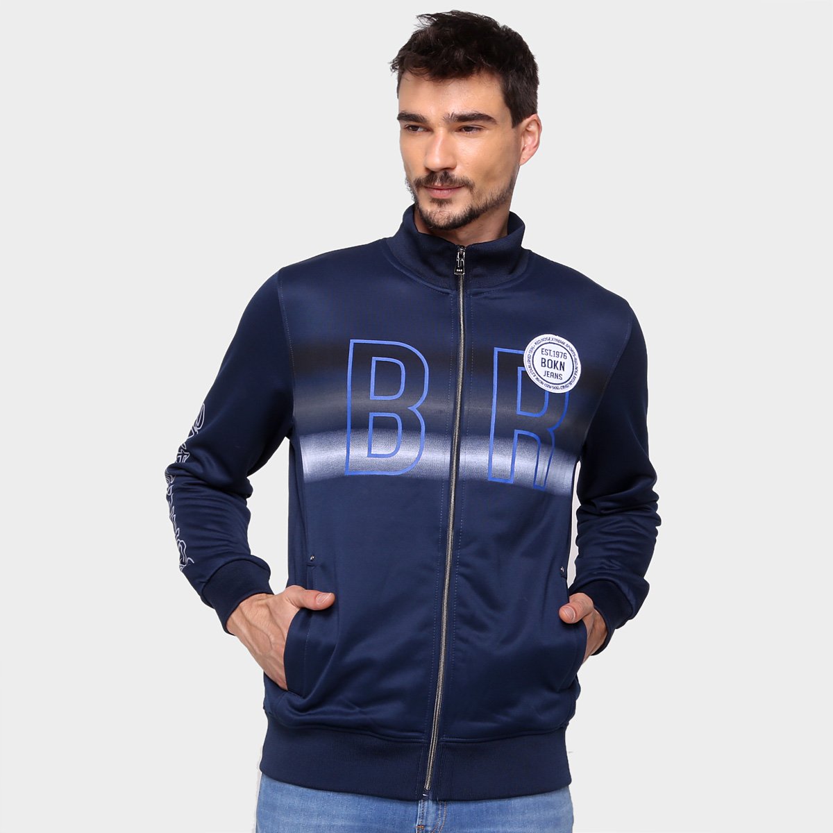 Jaqueta Broken Rules Casual Helanca Masculina - Marinho Menor preço em Jaqueta Broken Rules Casual Helanca Masculina - Marinho
