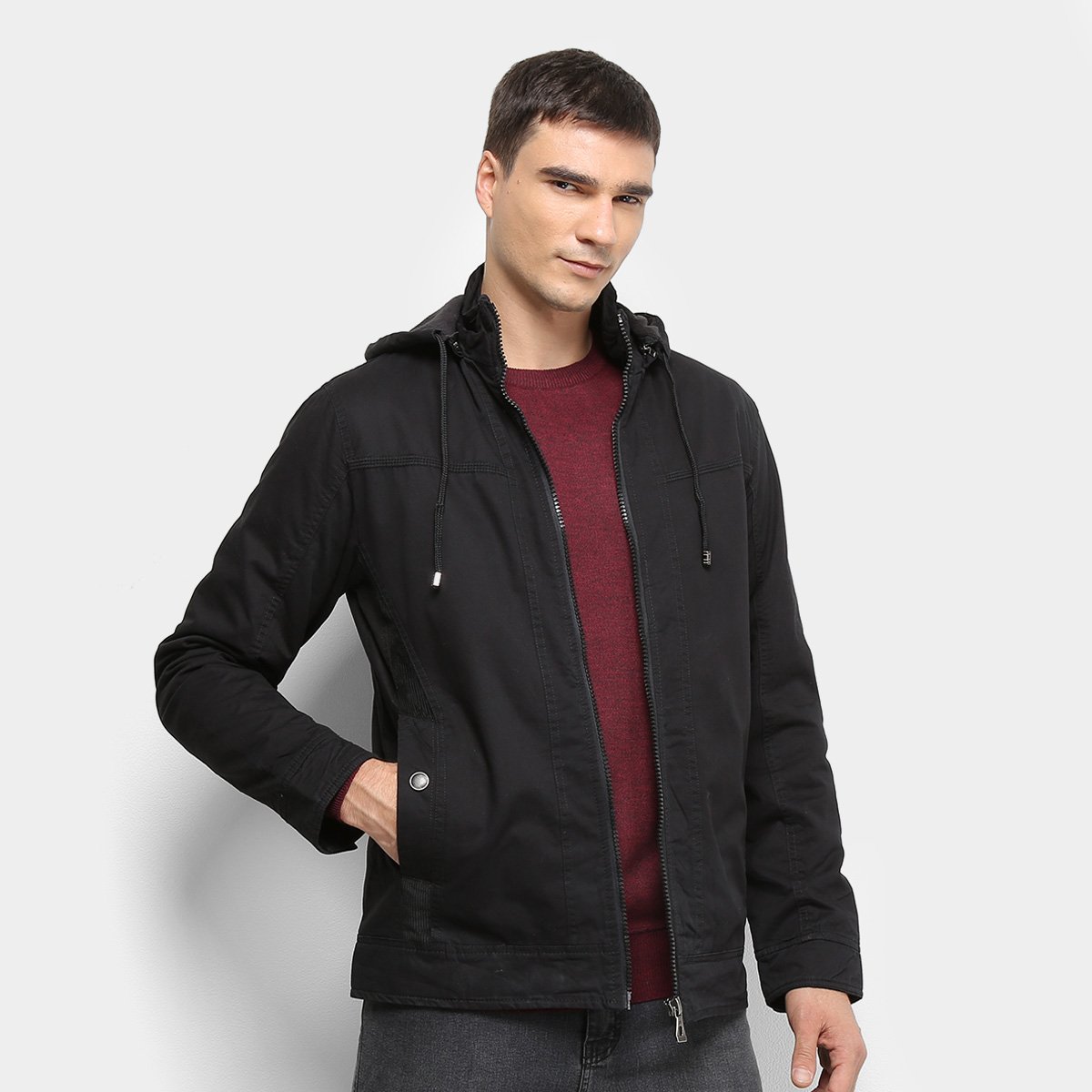 Jaqueta Broken Rules Clássico Bolsos & Capuz Masculino - Preto Menor preço em Jaqueta Broken Rules Clássico Bolsos & Capuz Masculino - Preto