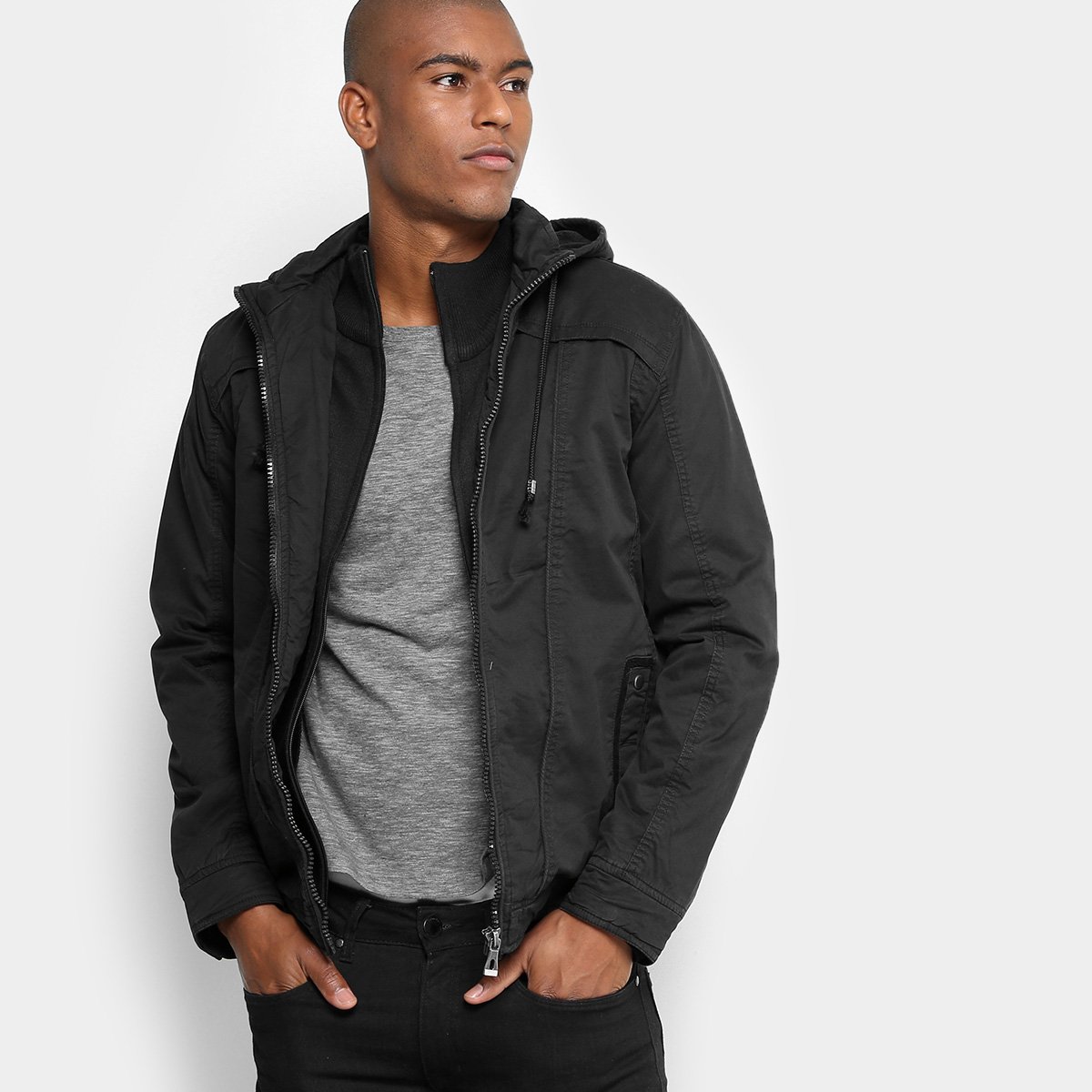 Jaqueta Broken Rules Parka Capuz Removível Masculina - Preto Menor preço em Jaqueta Broken Rules Parka Capuz Removível Masculina - Preto