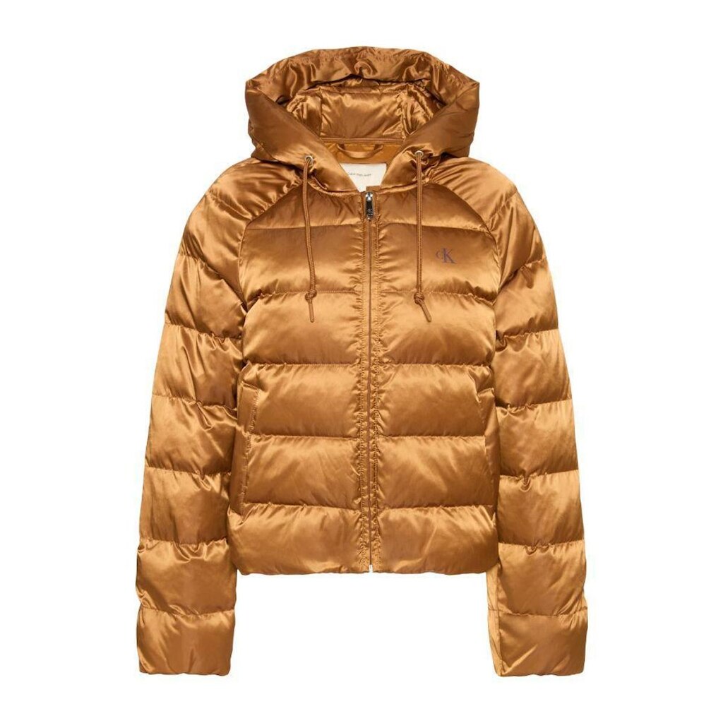 Jaqueta Calvin Klein Jeans Feminino Puffer Com Brilho e Capuz - Light Gold