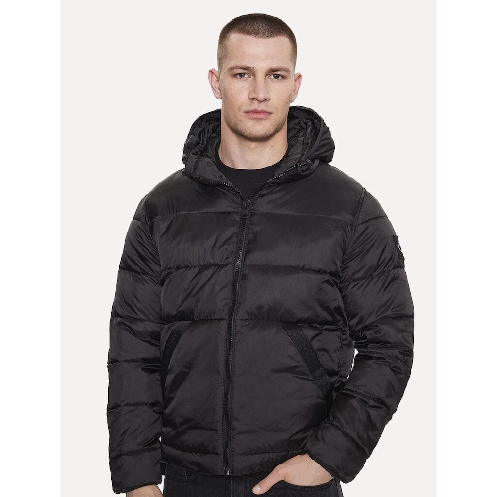 Jaqueta Calvin Klein Jeans Masculina Padded Hoodie Preta