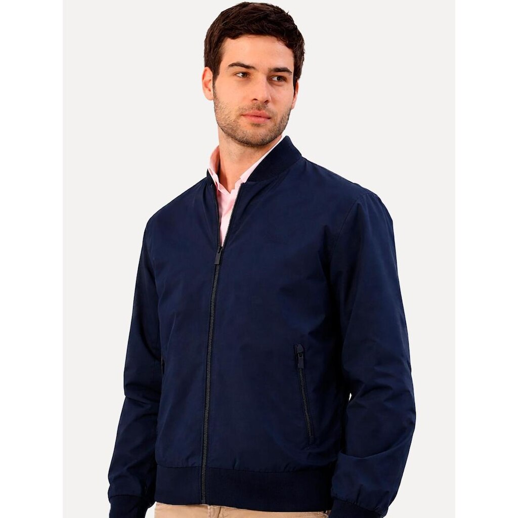Jaqueta Calvin Klein Masculina Bomber Logo Full Zip Azul Marinho 40FM512 0598