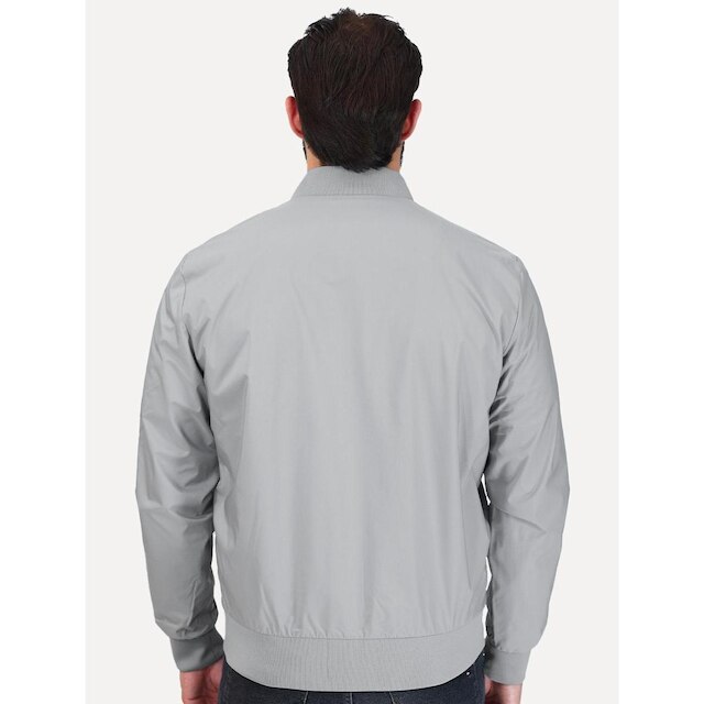 Jaqueta Calvin Klein Masculina Bomber Logo Full Zip Cinza Claro 40FM512 0905